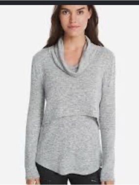 White House Black Market Gray Cowl Neck Layered Sweater